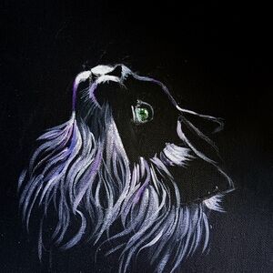 Black Canvas with Purple Cat Art